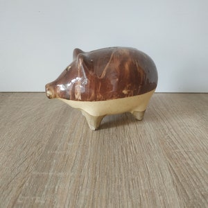 Collectible ceramic piggy bank, figurine of a pig for money, vintage