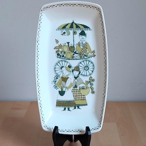 Vintage Figgjo Flint Market Collection Plate - Turi Design - Scandinavian 1960s Ceramic
