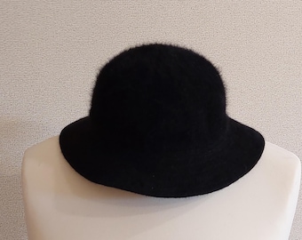 Vintage Paris Elegance black 100% wool pith safari hat S 55cm Vintage Paris Elegance France Black 100% Wool Felt  main image 2