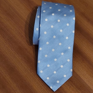 Vintage Blue Silk Polka Dot Tie: Metallic Sheen, Made for MATEX Finland
