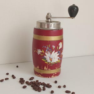 Denmark BR Handpainted Coffee Grinder signed 2544,barrel style coffee,Vintage Kitcen Decor,Collection