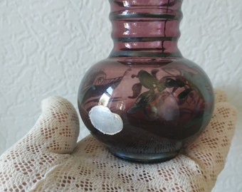 Vase Sesto Fiorentino Italie - Améthyste vintage, revêtement argenté - Décoration nordique milieu du siècle