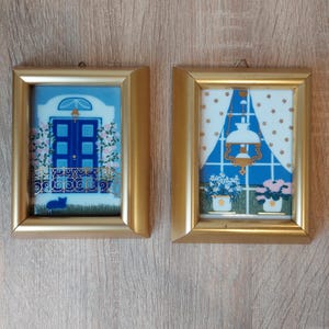 Anne Marie Odegaard Ceramic tiles in frame Porsgrund Hanging Wall Tile/Collection Vintage Norwegian
