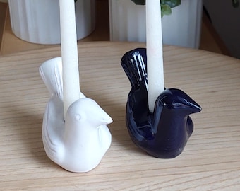 Vintage Ceramic Bird Candle Holders – Nimo Leksand, Sweden (1960s