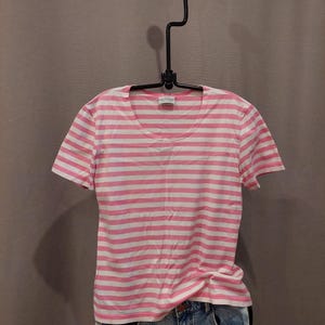 Marimekko  pink Stripe Vintage Women&#39;s T-Shirt Finland