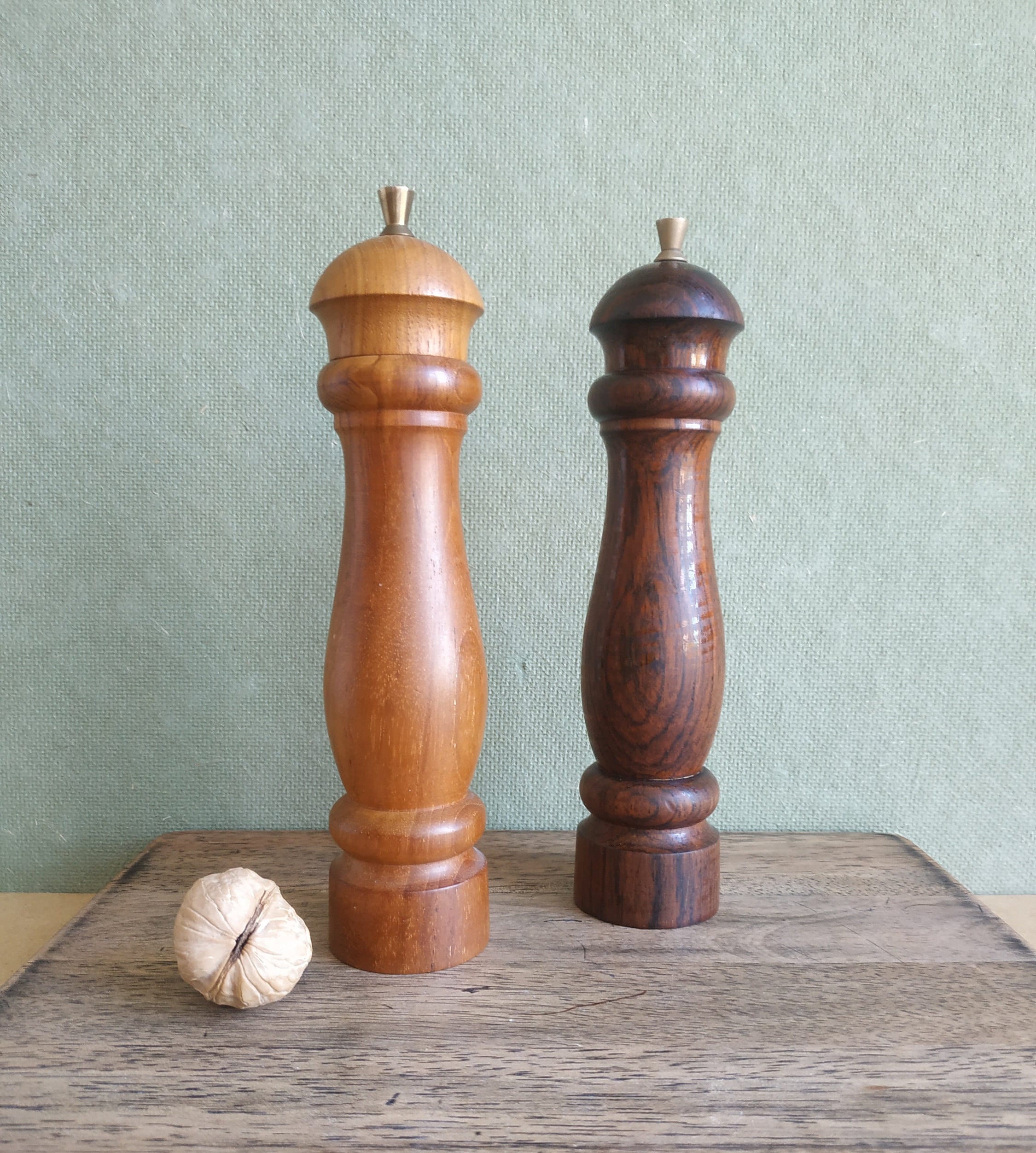 Mid-century Danish Salt and Pepper Grinders From AH, 1960s ,wooden