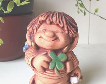 Troll svedese vintage Jie Gantofta, design Ewa Jarenskog, Good Luck Troll, Svezia, ceramica.