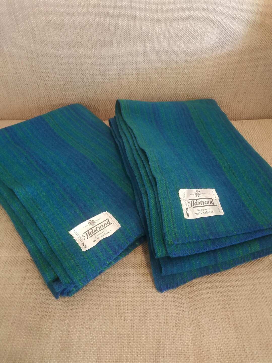 VIOLA GRASTEN Pair of Wool Blankets From the 60s Tidstrand vintage Swedish Textile Etsy