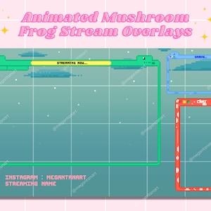 TWITCH OVERLAYS Niedliche Animierte Pixel Pilz Frosch Stream Overlays : Twitch, Trovo, Youtube Streaming Overlays