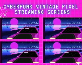 Cyberounk アニメーションピクセル日本のヴィンテージカーストリーミングスクリーン：Twitch、Trovo、Youtube ストリーミングスクリーン