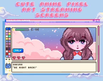 かわいいアニメーションピクセルアートヴィンテージコンピュータアニメストリーミング画面：Twitch、Trovo、Youtubeストリーミング画面