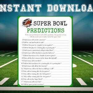 Football Predictions Game, Printable Big Game Predictions, Super Bowl ...