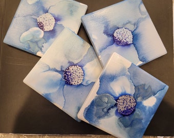 Alcohol Ink Set of Four Coasters