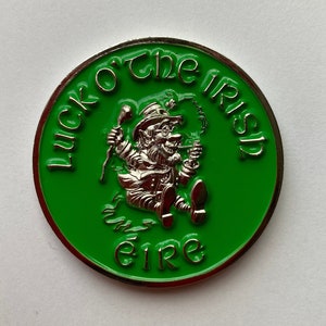Limited Edition Emerald Green Lucky Irish Coin, Nickel Plated, An Seamroige, Leprechaun, Luck O' The Irish, 2 Tone Green and Silver Finish