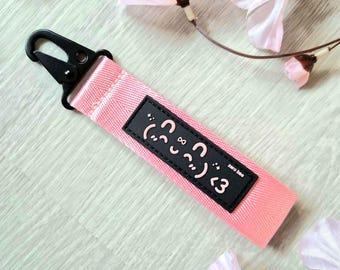 Bunny Kaomoji Coquette Pink Keystrap | Lanyard | Wristlet | Kawaii Emote