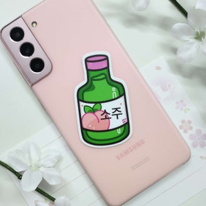Peach Soju Korean Vinyl Sticker