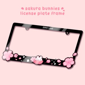 Sakura Bunnies Cute License Plate Frame