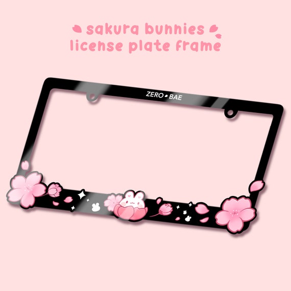 Sakura Bunnies Cute License Plate Frame