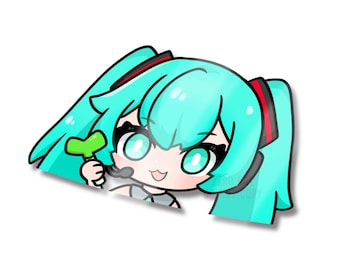 Miku Vocaloid Peeking Vinyl Sticker