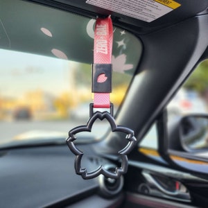 Anello per maniglia per auto Tsurikawa JDM nero Sakura Cherry Blossom