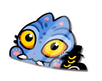 Blue Demon Tiger Peeker Vinyl Sticker