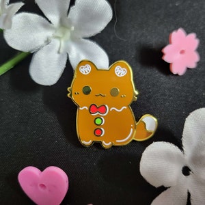 Gingerbread Cat Pin | Festive Christmas Winter