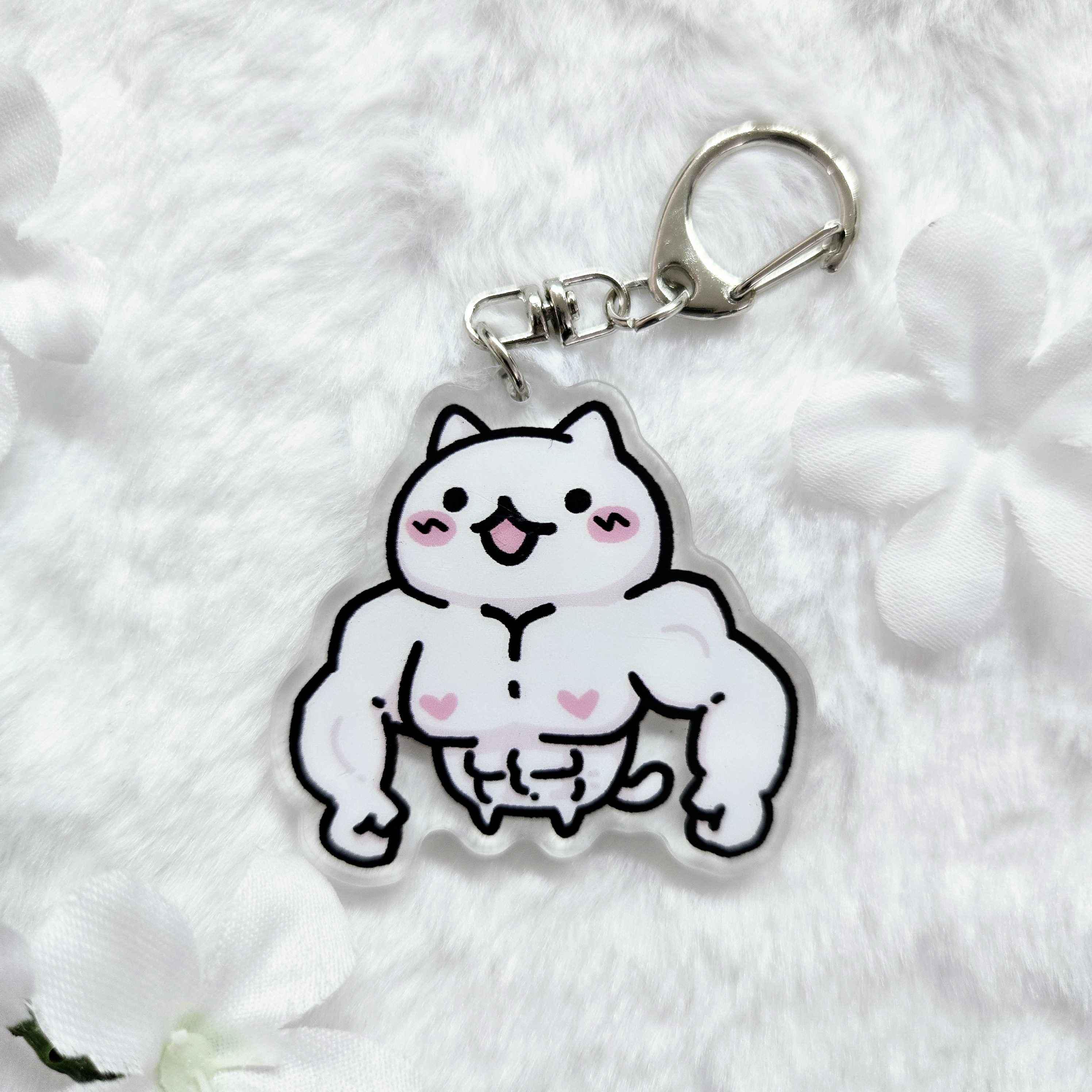 Buff Muscle Kitty Cat Acrylic Keychain - Etsy