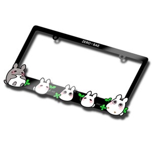 Cadre de plaque d'immatriculation mignon lapin gris