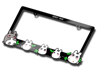 Grey Bunny Cute License Plate Frame
