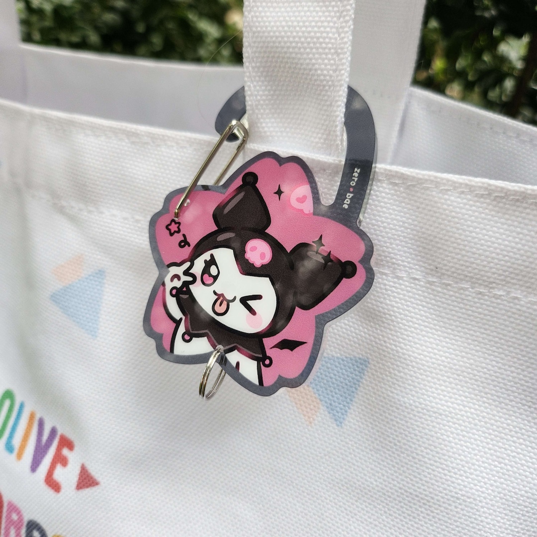 Cherry Blossom Cutie Kuro Goth Bunny Acrylic Carabiner