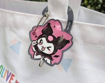 Cherry Blossom Cutie Kuro Goth Bunny Acrylic Carabiner Keyring