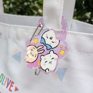 Cherry Blossom Dreamy Chi Kawa Bunny Cat Bear Acrylic Carabiner Keyring Sakura