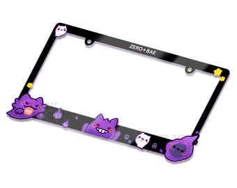 Ghost Themed Purple Spooky Cute License Plate Frame