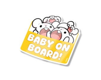 Baby on Board Mouse Family Poke Vinyl Sticker