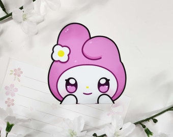 Cute Pink Bunny Peeking Vinyl Sticker