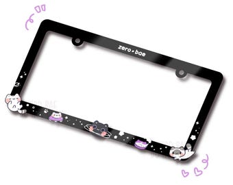 PREORDER Space Cats Galaxy UFO Cute License Plate Frame PREORDER