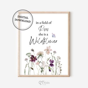 Kinderzimmer Wandbild, Wildblumen Druck, Mädchen Schlafzimmer Spielzimmer Poster, Aquarell Botanisches MädchenZimmer Poster, DIGITALER DOWNLOAD