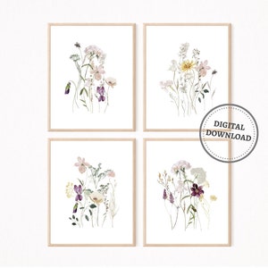 Girl Floral Nursery Prints, Wildflowers Botanical Prints, Watercolour Floral Printable Wall Art, Bedroom Playroom Posters, DIGITAL DOWNLOAD