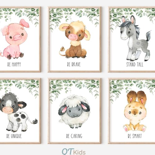 Farm Animal Nursery Prints Kids Room Wall Art Decor Set of Etsy