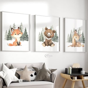Wald Kinderzimmer Drucke, Wald Tier druckbare Wandkunst, Wald Kinderzimmer Dekor, Spielzimmer Poster, Baby Tierdrucke, DIGITAL DOWNLOAD