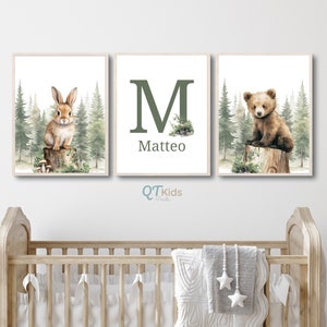 Wald Tier Drucke, personalisierte Namen Druck, Baby Kinder Schlafzimmer Spielzimmer Drucke, Wald Tier druckbare Wandkunst, DIGITAL DOWNLOAD