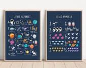 Space ABC Number Prints, Solar System Printable Wall Art, Alphabet Learning Posters, Montessori Prints, Homeschool Prints DIGITAL DOWNLOAD