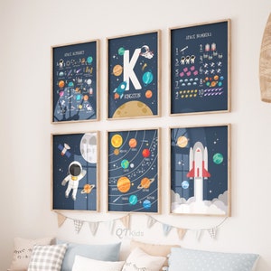 Personalized Space Prints, Outer Space Alphabet Numbers, Boy Room Printable Wall Art, Custom Name Astronaut Posters, DIGITAL DOWNLOAD