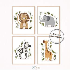 Safari Nursery Prints, Jungle Nursery Decor, Pokój chłopca Safari Animal Printable Wall Art, Dekoracja pokoju zabaw dla dzieci, Boho Nursery DIGITAL DO POBRANIA