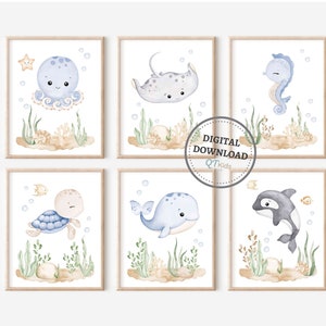 Unter dem Meer Kinderzimmer Drucke, Seetier Wandkunst, Junge Kinderzimmer Drucke, Ozean Kinderzimmer Dekor, Nautische Jungen Zimmer Drucke, DIGITAL DOWNLOAD