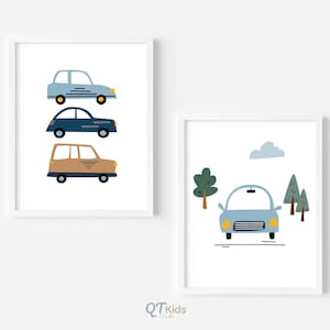 Cars Nursery Prints, Boy Playroom Printable Wall Art, Minimalist Nursery Decor, Set of 2 Transport Vehicles Nursery Posters DIGITAL DOWNLOAD