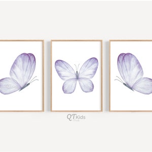 Butterfly Wall Art, Girl Nursery Printable Wall Art, Kids Room Wall Art, Girl Room Art Prints, Purple Butterfly Printable DIGITAL DOWNLOAD