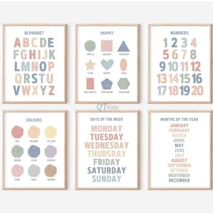 Alphabet Rainbow Prints, Neutral ABC Poster, Home School Classroom Printable, Kids Educational Learning Posters, DIGITAL DOWNLOAD