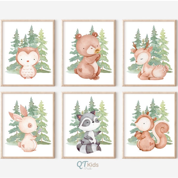 Woodland Animal Prints, Forest Animal Nursery Wall Art, Woodland Playroom Decor, Nursery Prints, Baby Animal Wall Art, DIGITAL DOWNLOAD