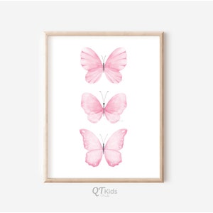 Vlinder muurkunst, meisjeskamer afdrukbare muurkunst, kinderkamer kunst aan de muur, meisjeskamer kunst wordt afgedrukt, roze vlinder afdrukbare kunst digitale download
